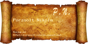 Porzsolt Nikola névjegykártya